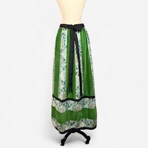 Green Velvet & Brocade Maxi Skirt